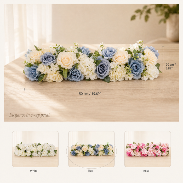 Silk Flower Row Arrangement 6 Pack – Wedding Table Centerpiece Arch Backdrop Party Decor