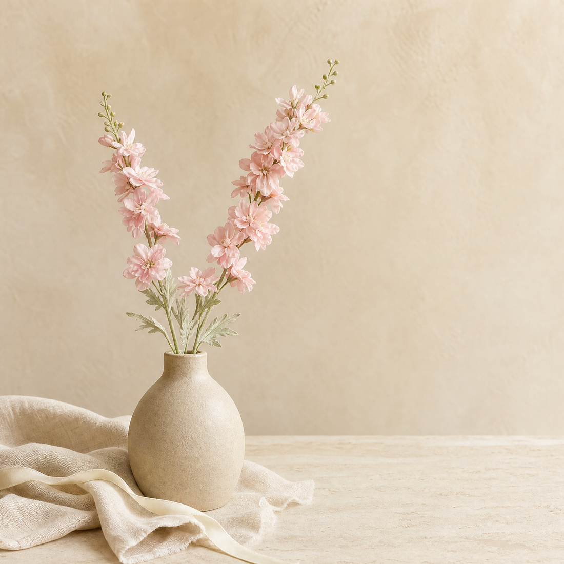 Faux Delphinium Stem – Tall Artificial Flower Branch for Vase Home Decor