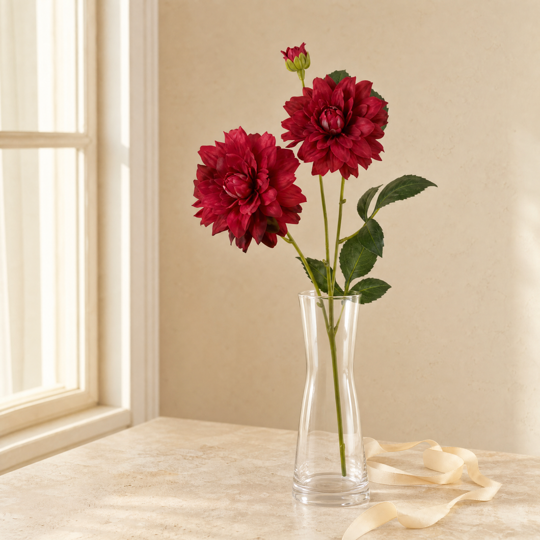 Artificial Dahlia Stem – Silk Faux Flower for Home Decor Wedding Arrangements 76cm