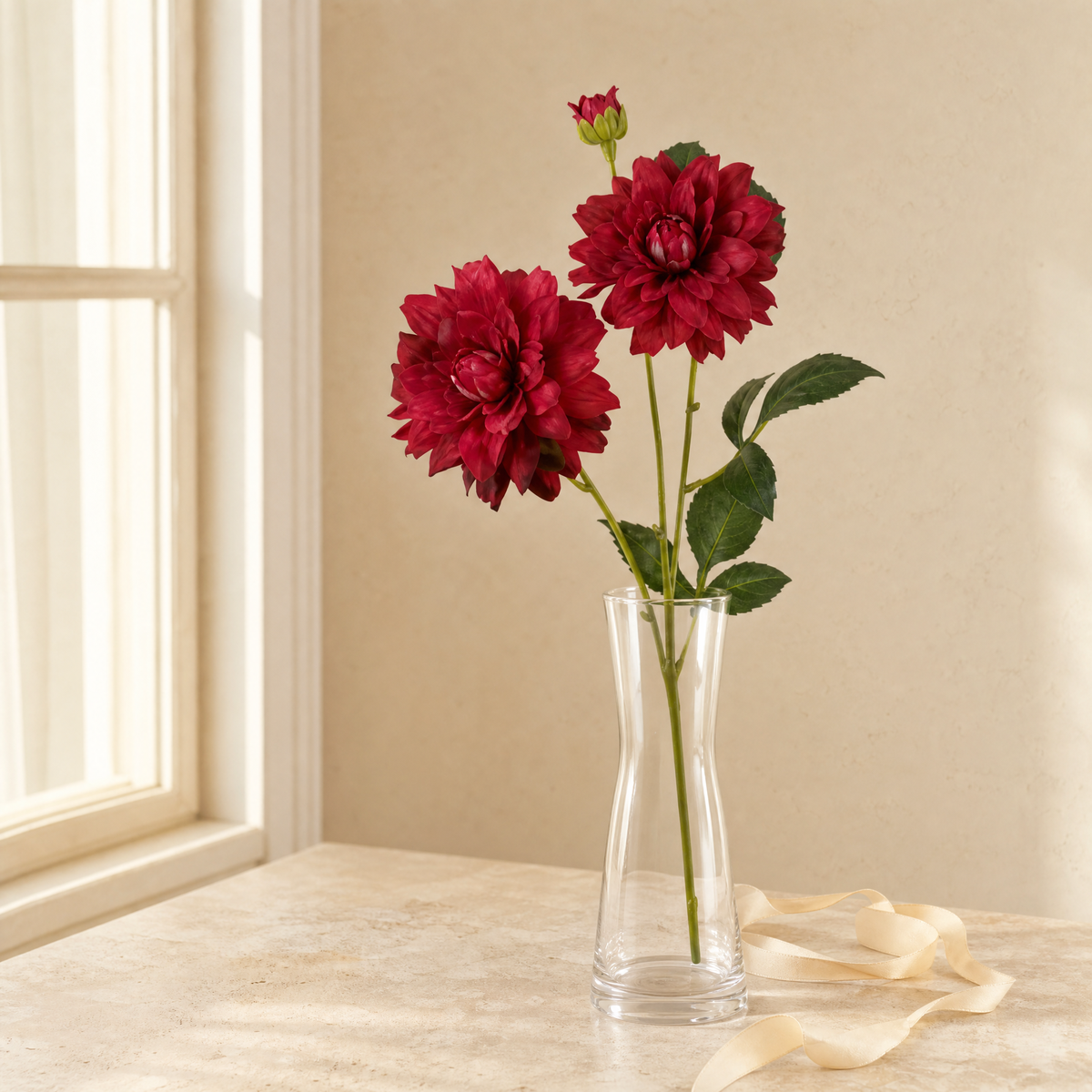 Artificial Dahlia Stem – Silk Faux Flower for Home Decor Wedding Arrangements 76cm