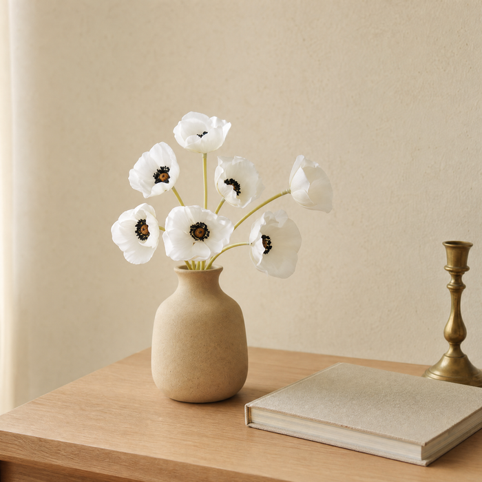 Faux Poppy Bouquet – PU Artificial Flowers for Wedding, Bridal, Home Decor