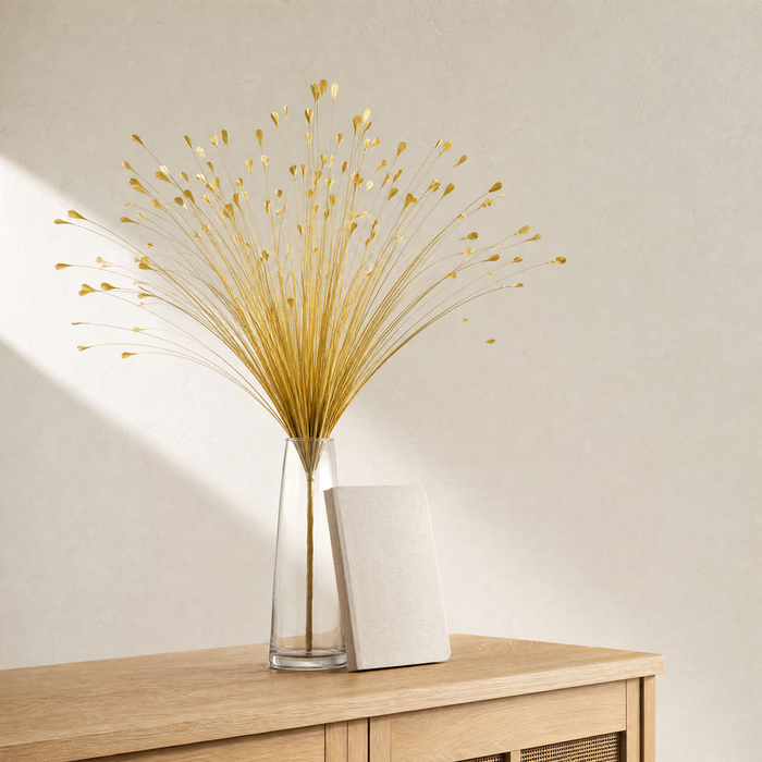 Peacock Grass Spray Stems – Faux Reed Bunch Wedding Decor Floral Arrangement 7pc