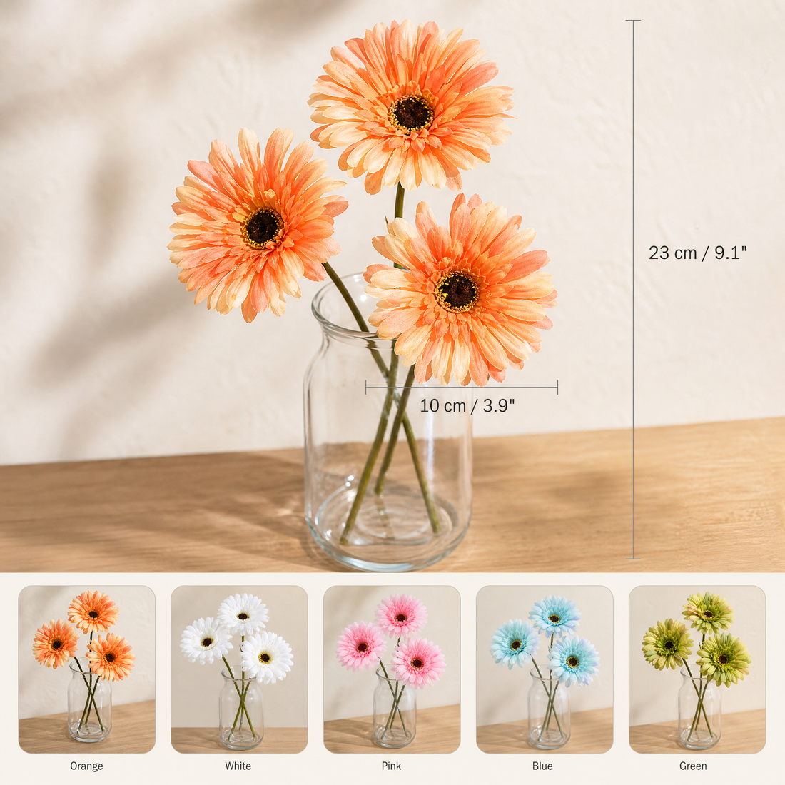 Silk Gerbera Daisy Stems – Faux Floral Arrangement for Home Wedding Decor