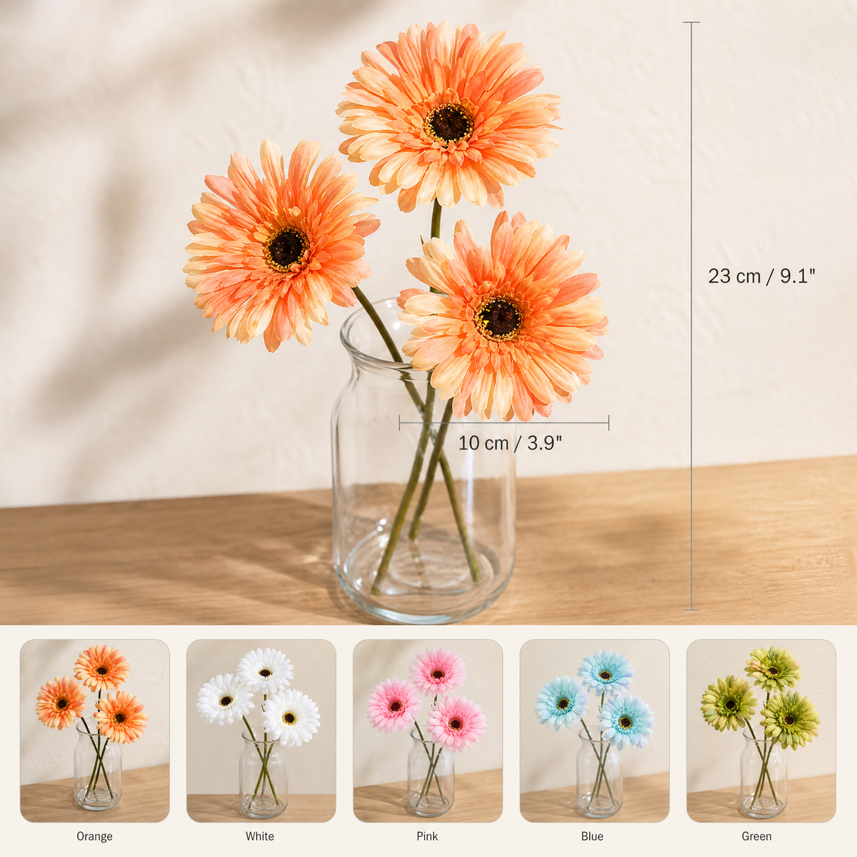 Silk Gerbera Daisy Stems – Faux Floral Arrangement for Home Wedding Decor