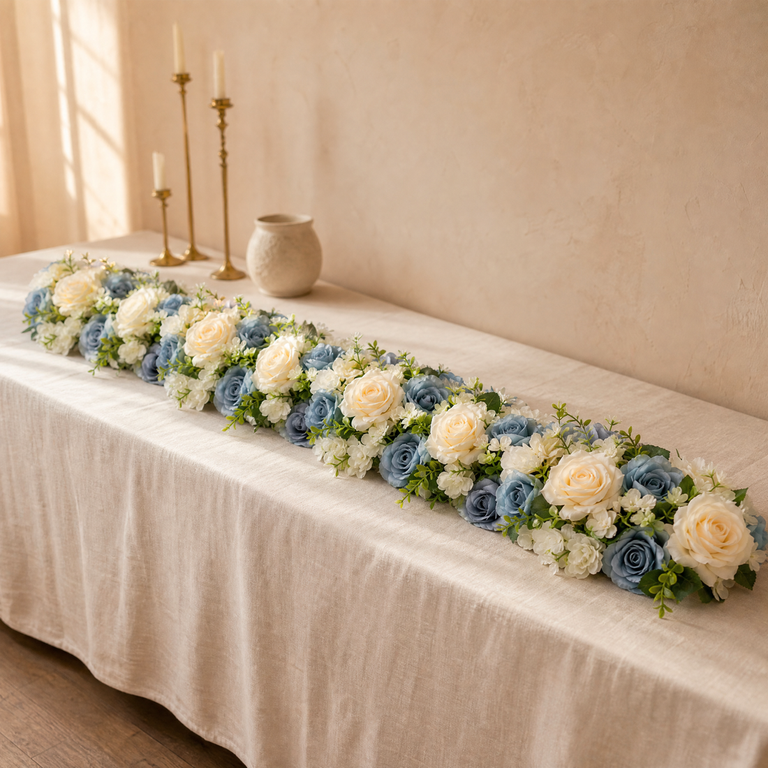 Silk Flower Row Arrangement 6 Pack – Wedding Table Centerpiece Arch Backdrop Party Decor