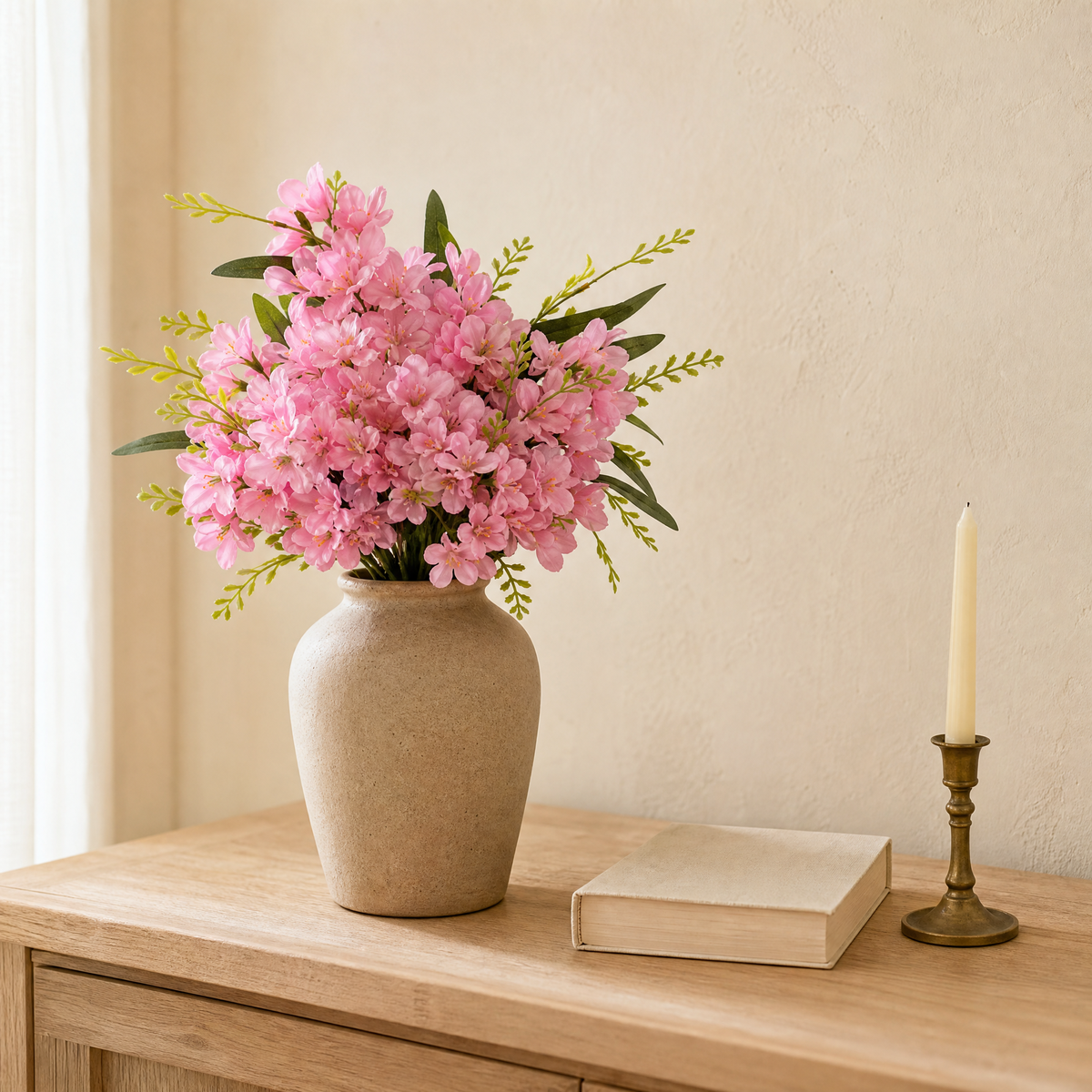 Silk Freesia Flower Stems – Faux Floral Bouquet for Wedding Table and Home Decor Display