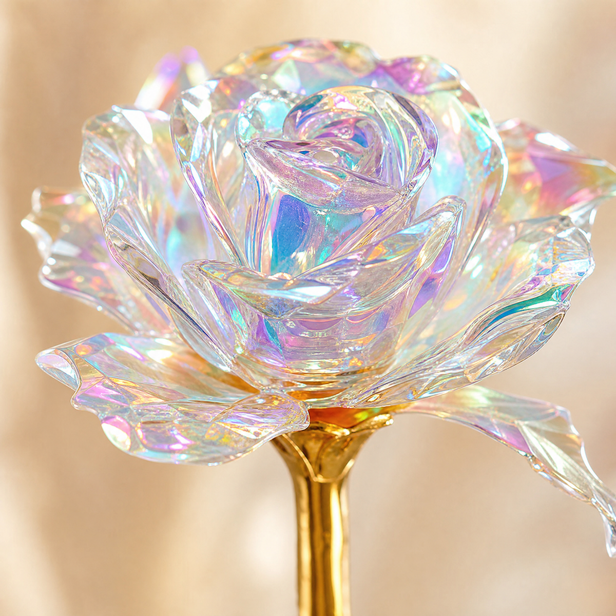 Artificial Crystal Rose – Gold Stem Foil Flower Valentine Anniversary Wedding Gift