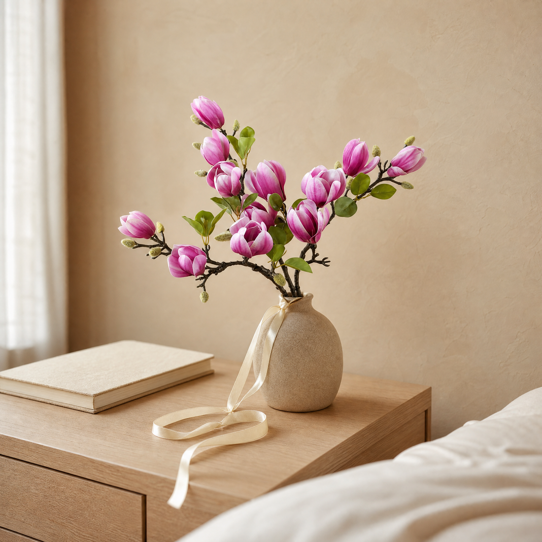 Silk Magnolia Branch – Faux Floral Branch for Vase, Wedding Decor and Home Styling