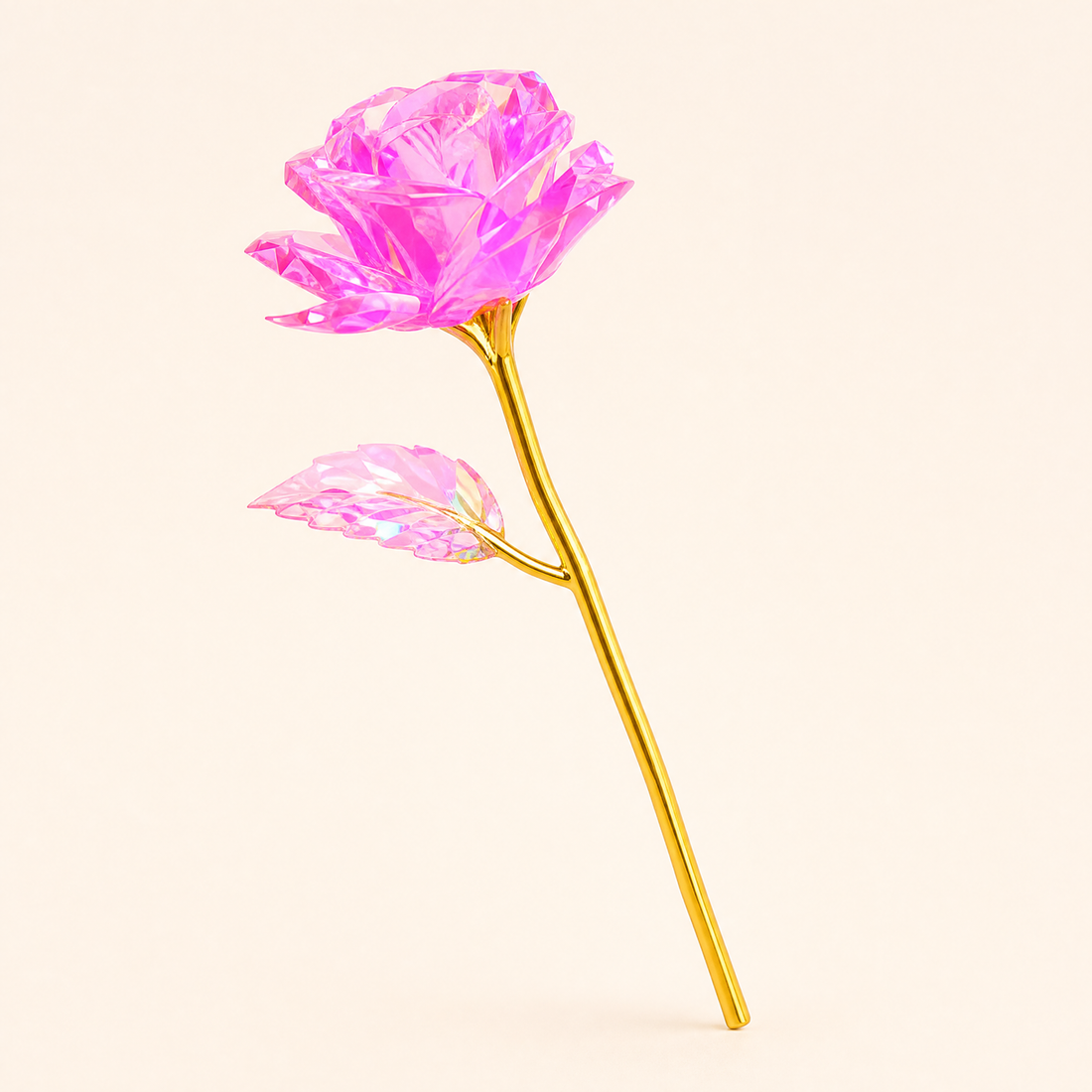 Artificial Crystal Rose – Gold Stem Foil Flower Valentine Anniversary Wedding Gift