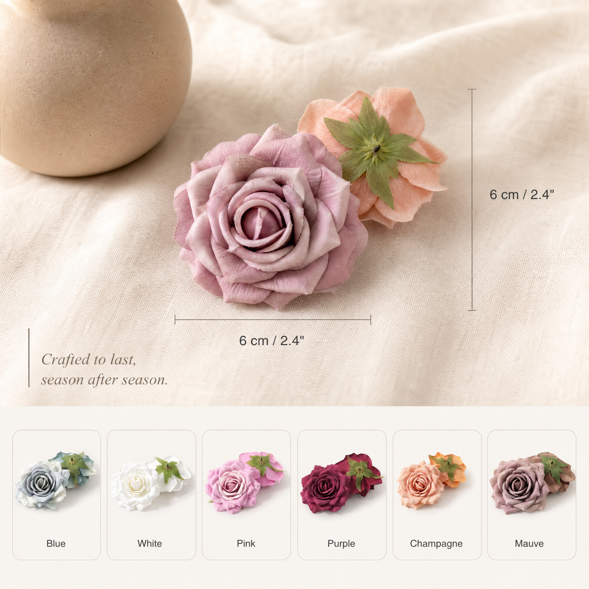Silk Rose Heads Pack – Wedding Arch Wreath Brooch DIY Decor Artificial Flowers