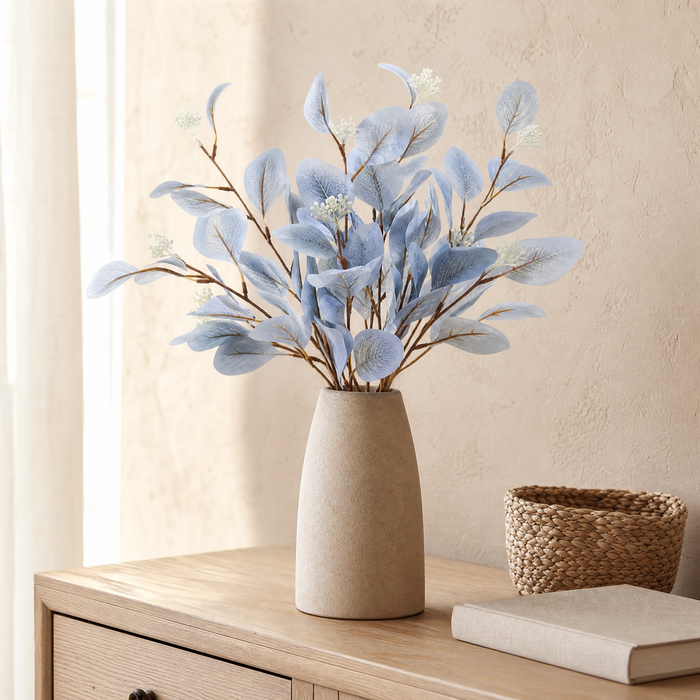 Silk Eucalyptus Stem with Fruit – Faux Botanical Branch for Wedding and Home Decor