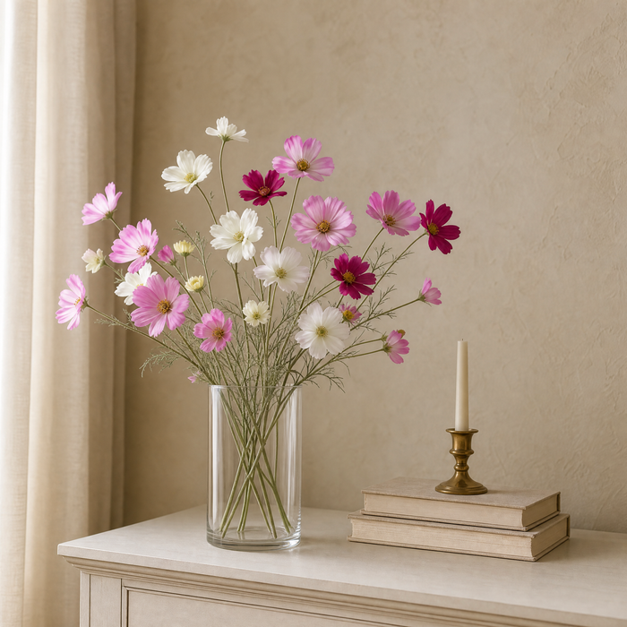 Faux Cosmos Flower Stem – Silk Flocked, 60 cm, Wedding Table Arrangement Decor