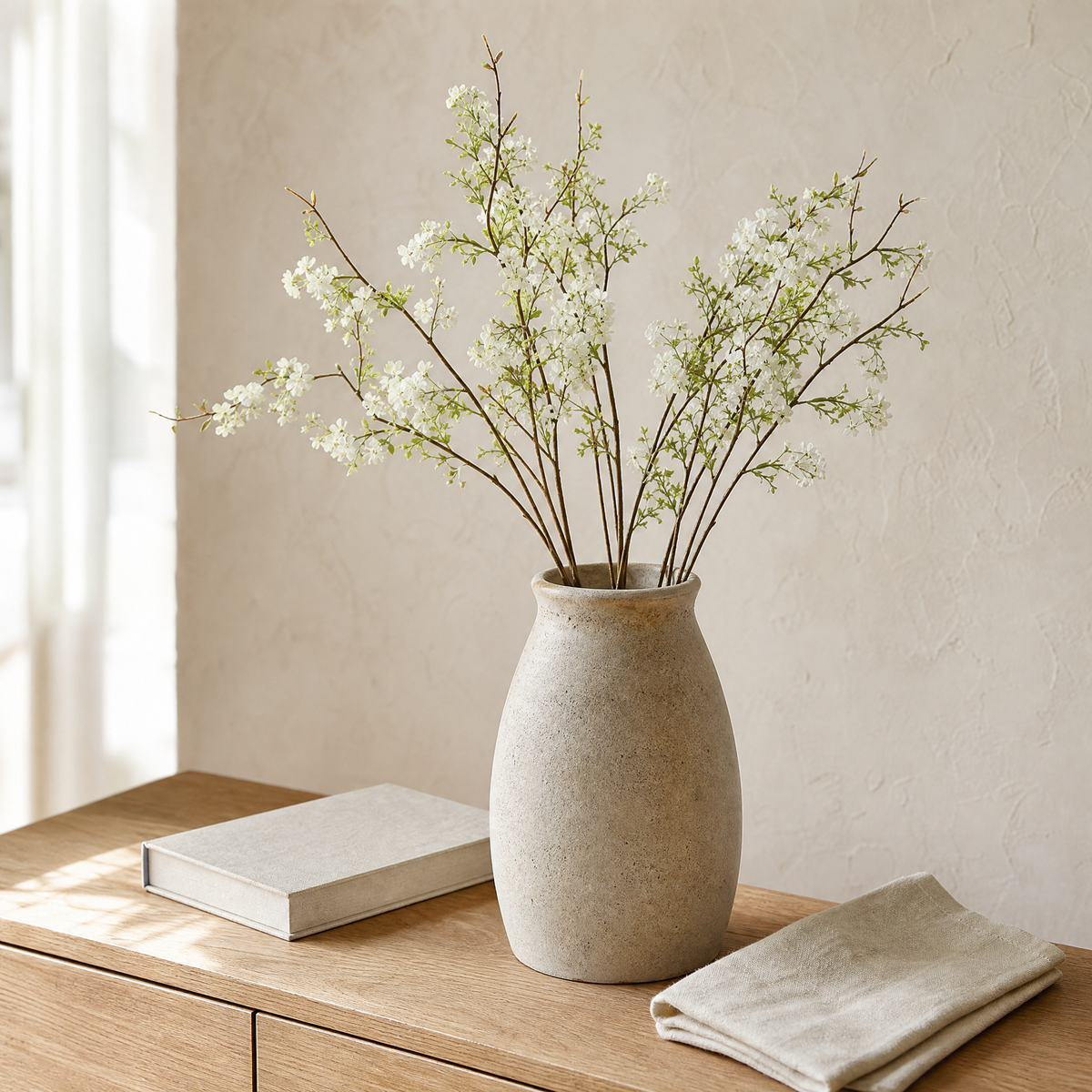 Artificial Plum Blossom Stem – Faux Silk Branch for Living Room Vase Arrangement