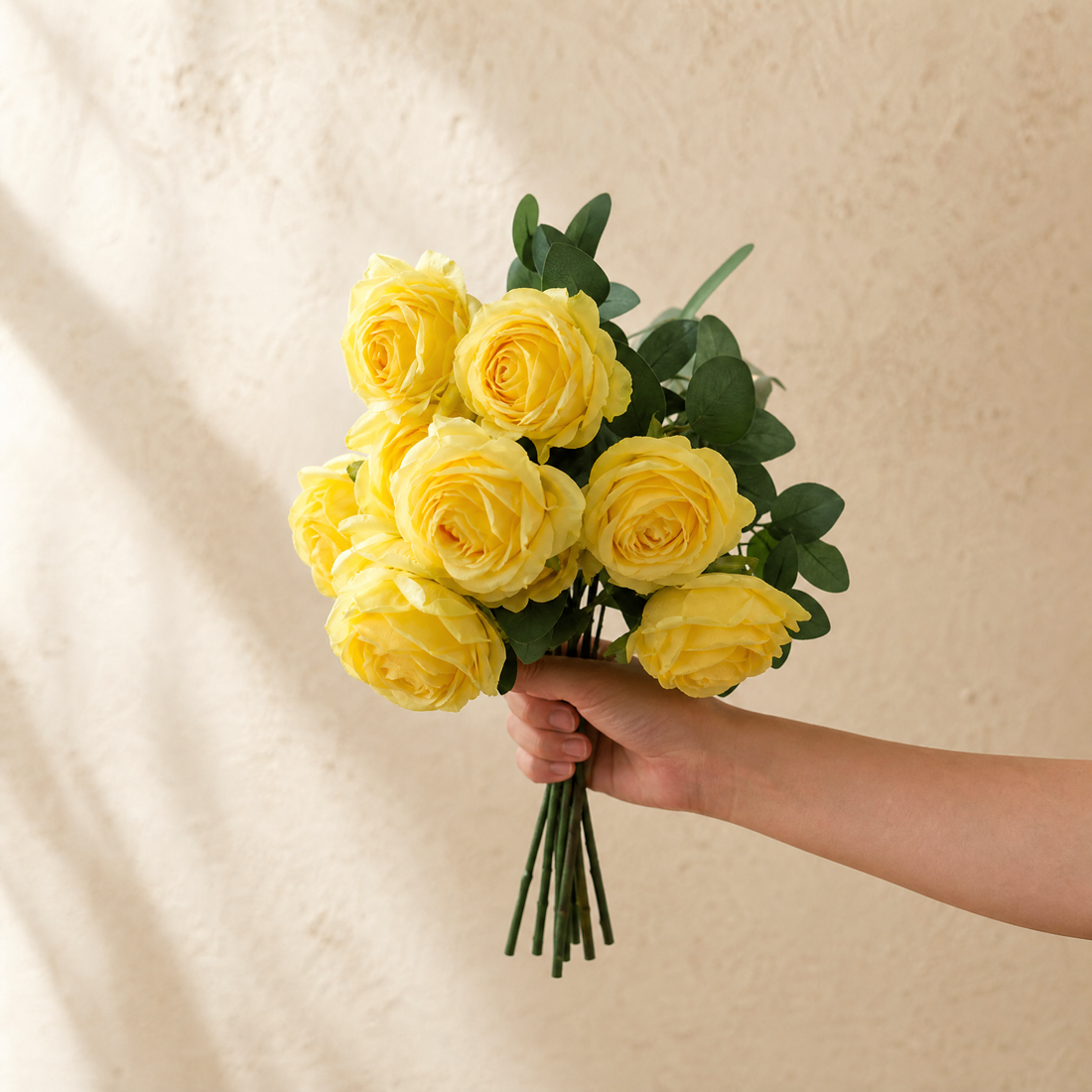 Silk Rose Bouquet 10 Heads – Faux Floral Arrangement for Wedding Home Decor