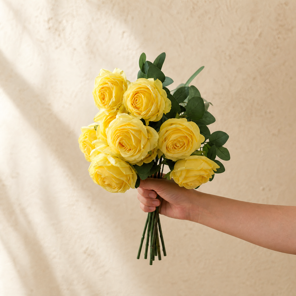 Silk Rose Bouquet 10 Heads – Faux Floral Arrangement for Wedding Home Decor