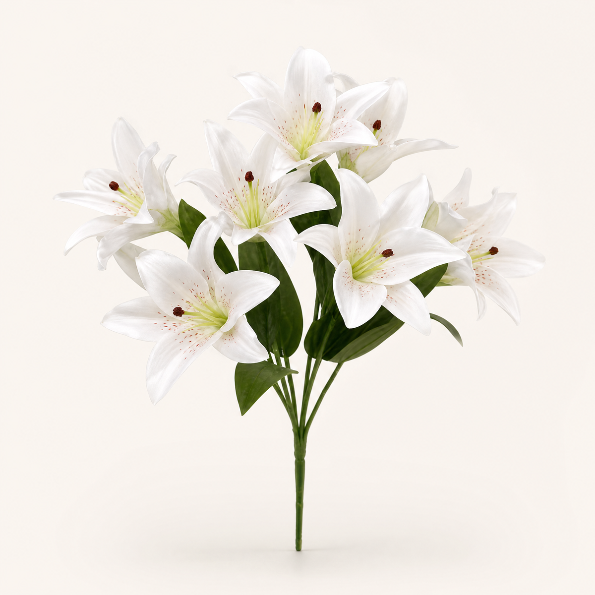 Silk Lily Bouquet – 7 Bloom Faux Floral Stems for Wedding, Home Decor and Gifting