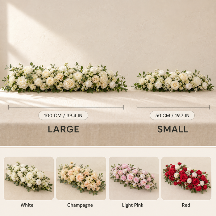 Artificial Rose Peony Flower Row – Silk Arch Backdrop Wedding Table Centerpiece Decor