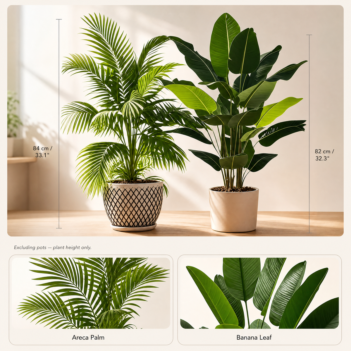 Artificial Palm Tree Set – 82cm Faux Tropical Plants for Living Room Home Decor