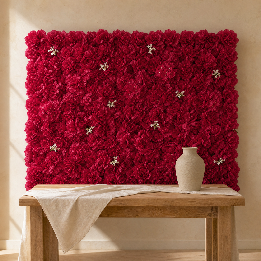 Silk Flower Wall Panel – Faux Floral Backdrop for Wedding Party Home Decor 60x40cm
