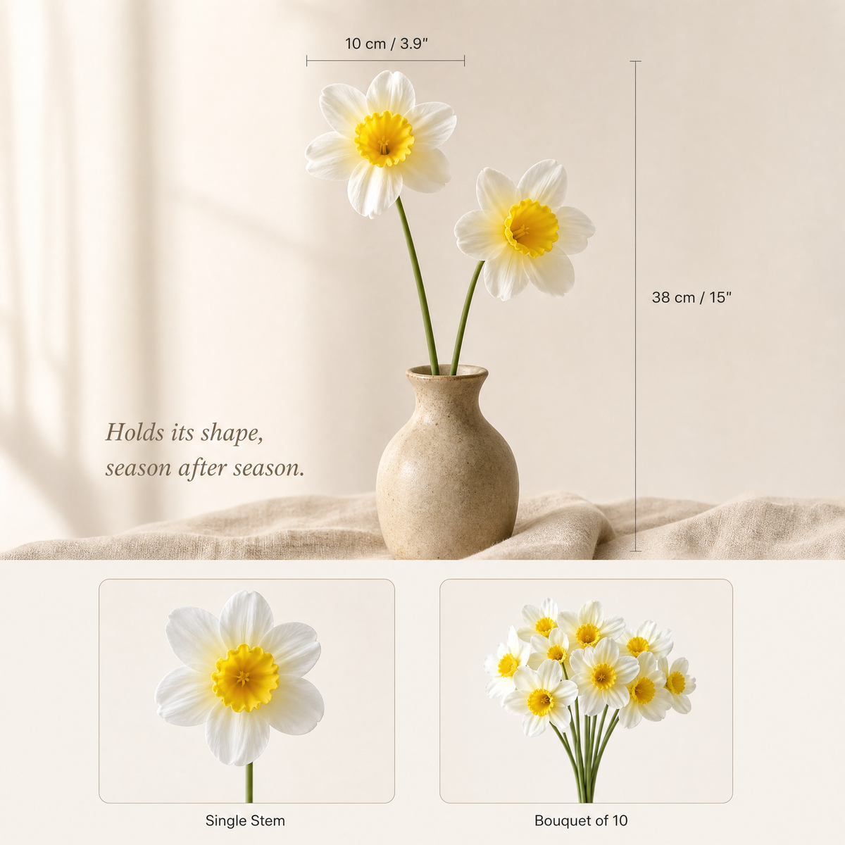 Artificial Daffodil Bouquet – Faux Narcissus Bouquet for Home Wedding Decor