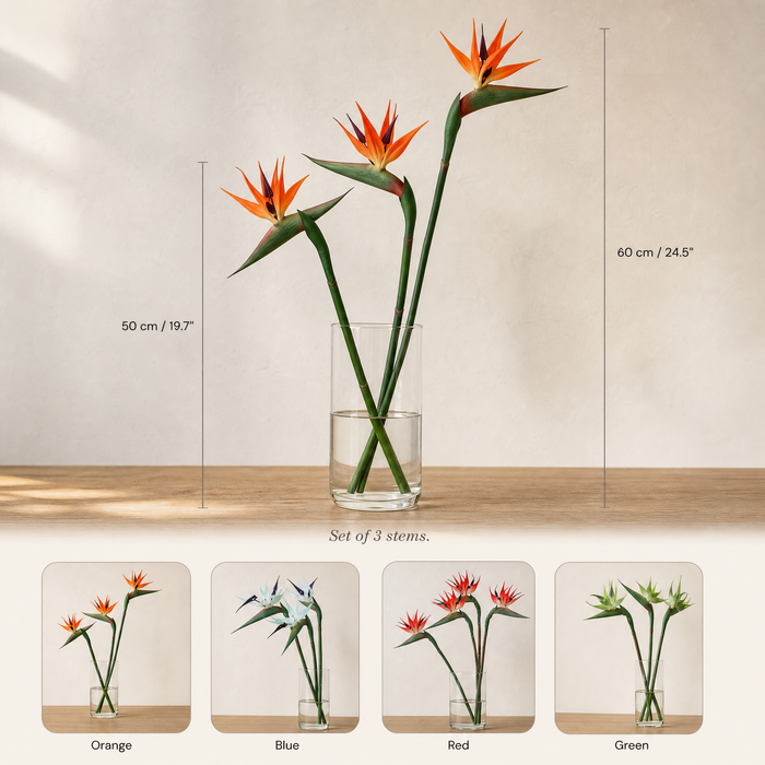 Artificial Bird of Paradise Stem – Faux Strelitzia 24.5" Long Stem Home Decor