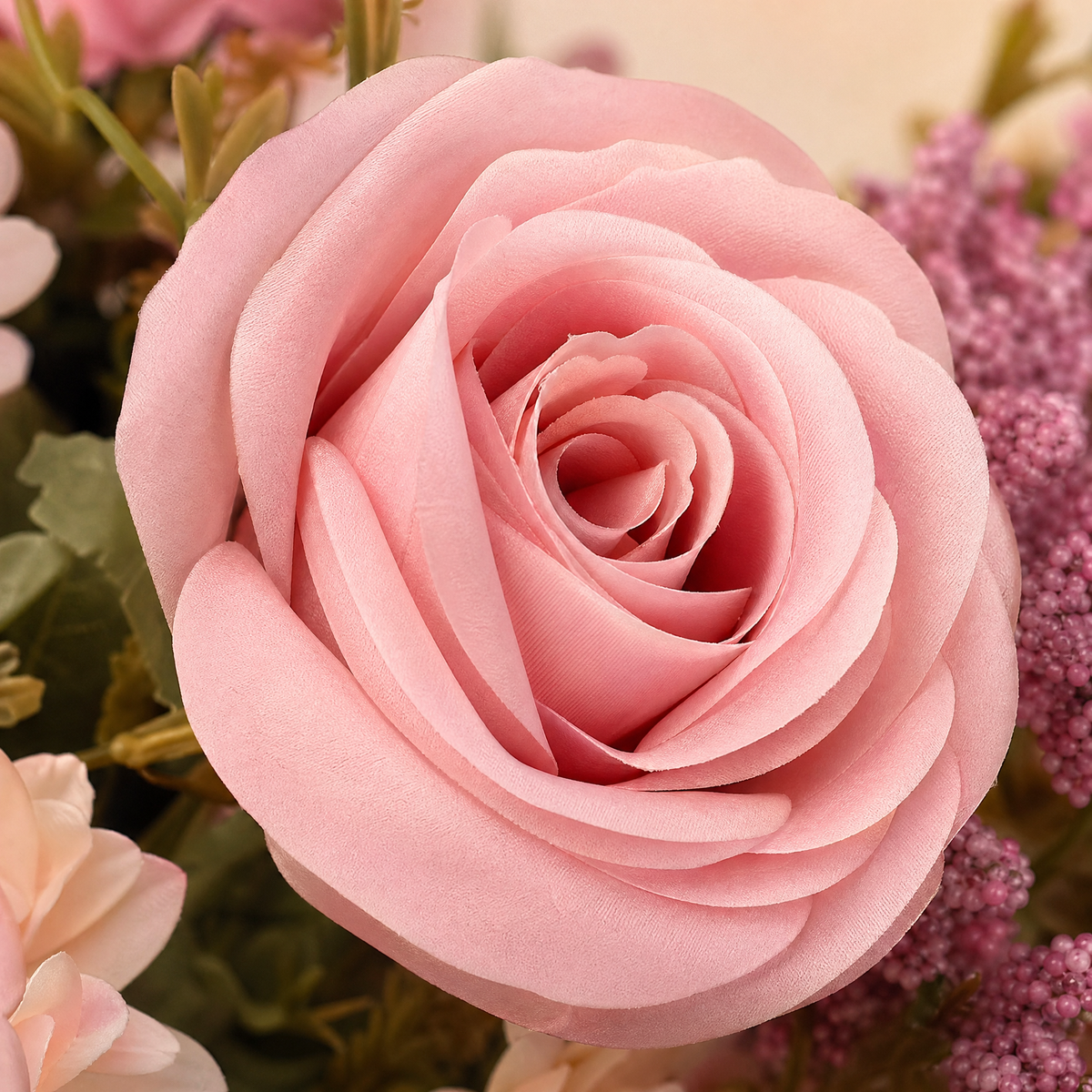 Faux Pink Rose Dahlia Daisy Bouquet – Artificial Flowers for Wedding and Home Decor