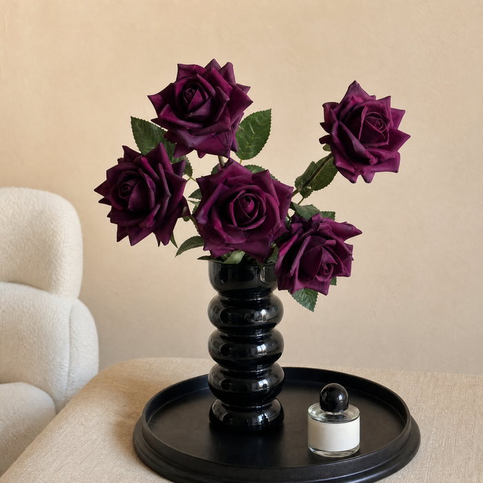 Faux Rose Stems Set of 5 – Real Touch Silk, Bridal Bouquet, Home Floral Decor