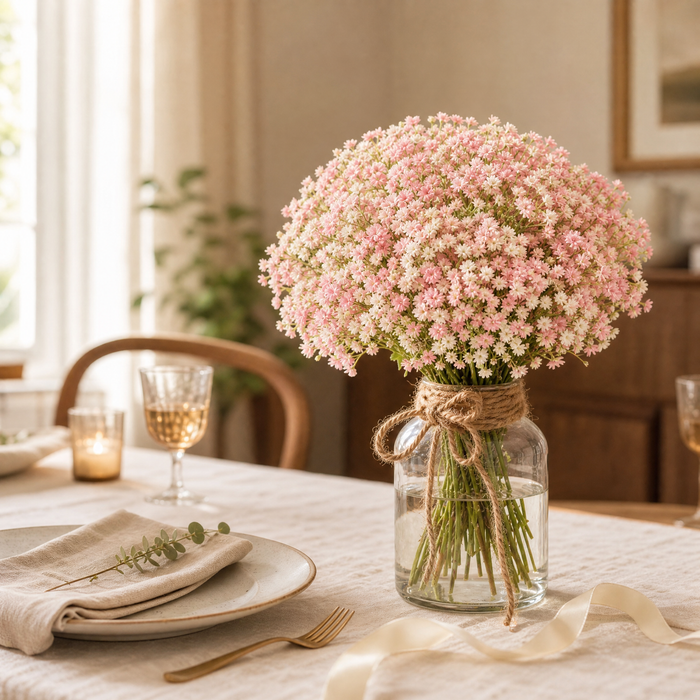 Faux Gypsophila Bouquet – Artificial Baby Breath Flowers for Wedding, Bridal and Home Decor