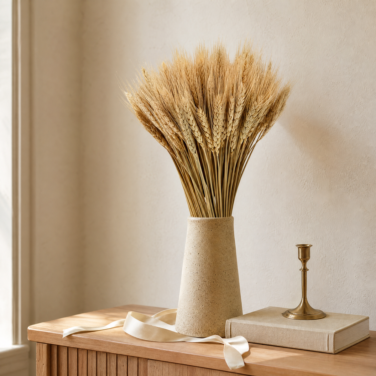 Dried Wheat Ears Bunch – Natural Botanical Stems for Bouquets, Wreaths and Home Decor
