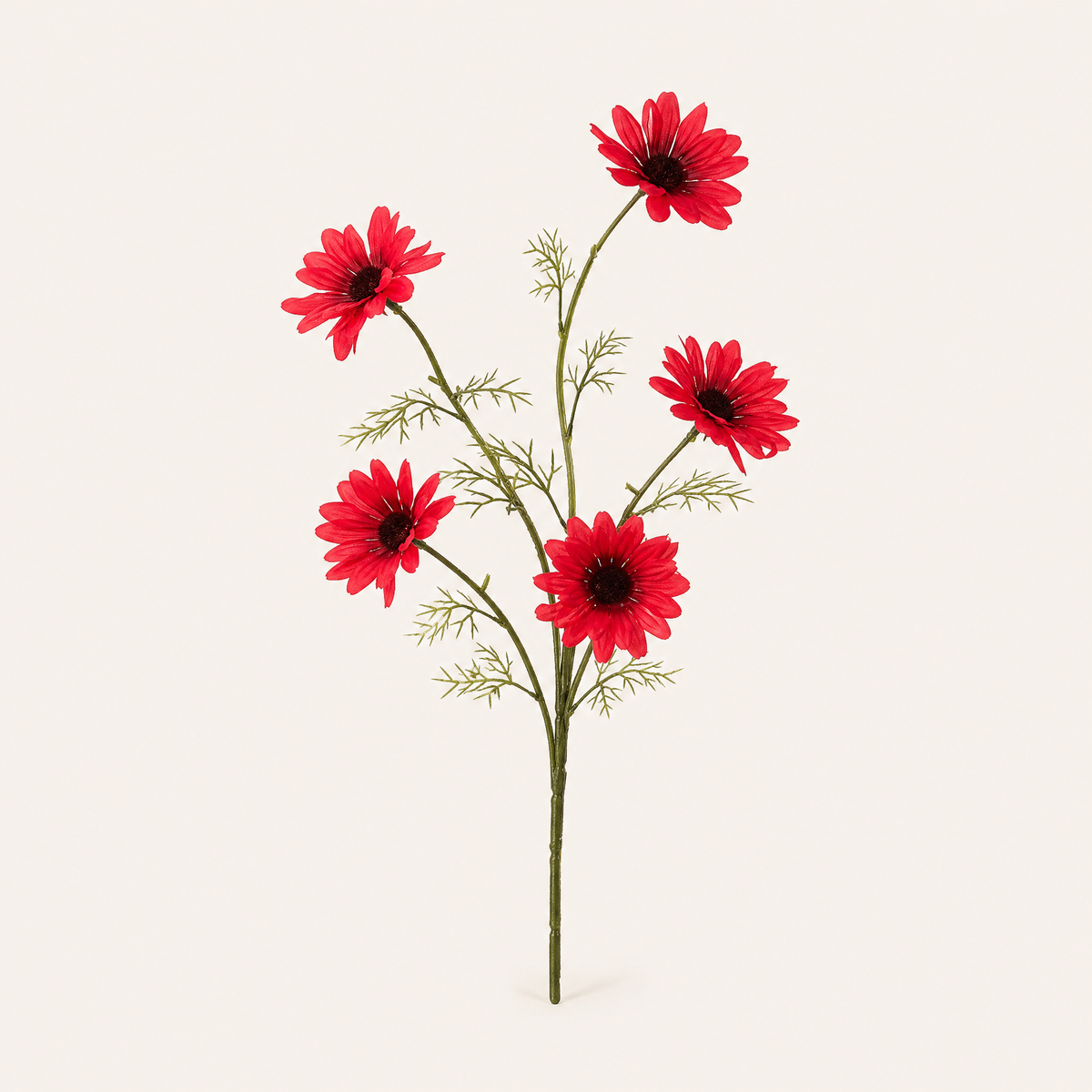 Silk Daisy Stem Faux Flower – 5 Head Cosmos Branch for Home Decor and Bouquets