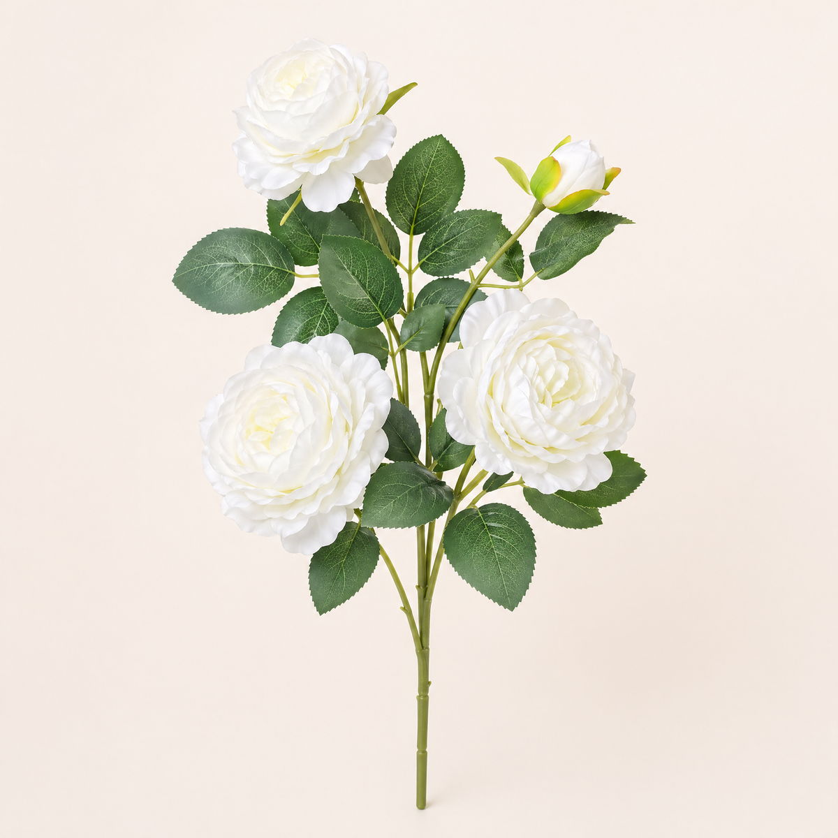 Artificial Peony Bouquet Branch – 3 Bloom Faux Flowers for Wedding Home Garden Decor