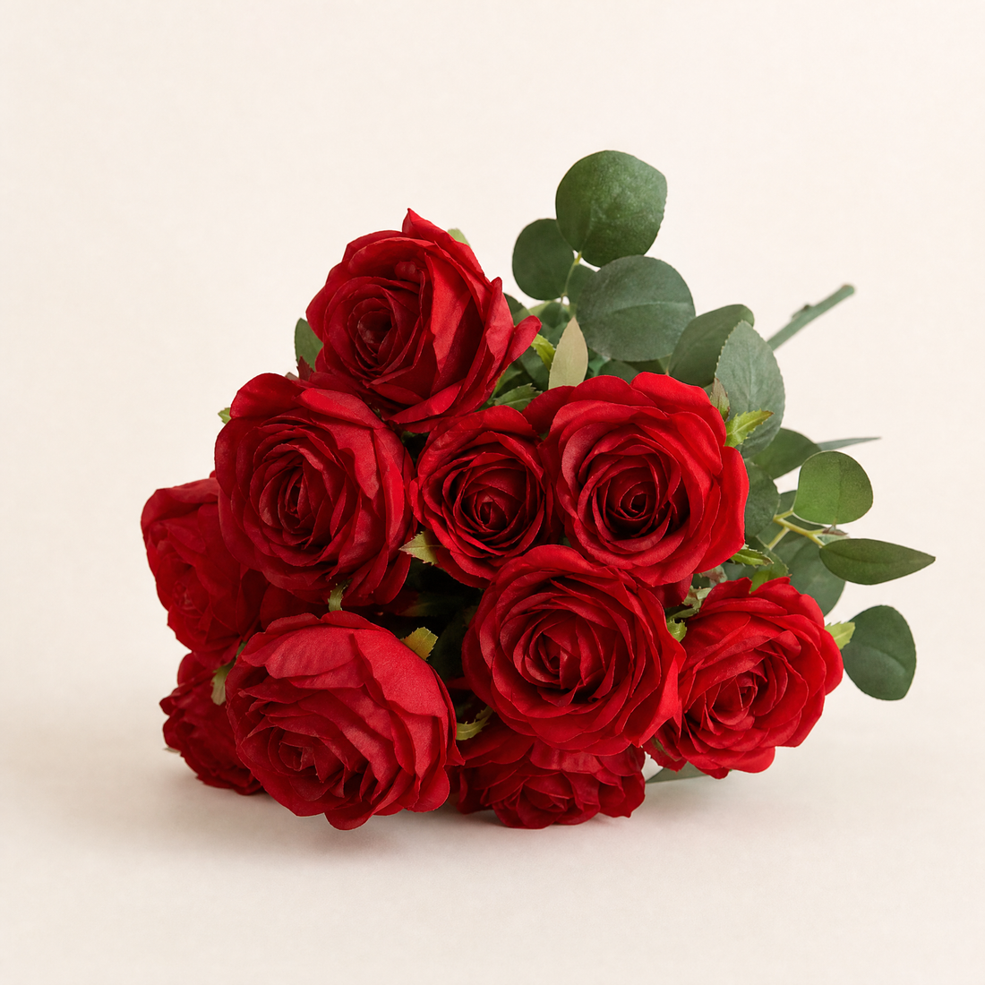 Silk Rose Bouquet 10 Heads – Faux Floral Arrangement for Wedding Home Decor