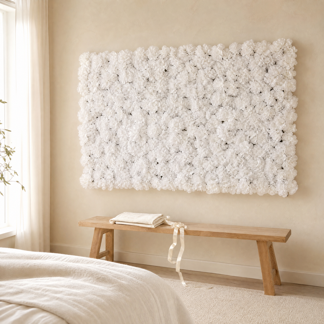 Silk Flower Wall Panel – Faux Floral Backdrop for Wedding Party Home Decor 60x40cm