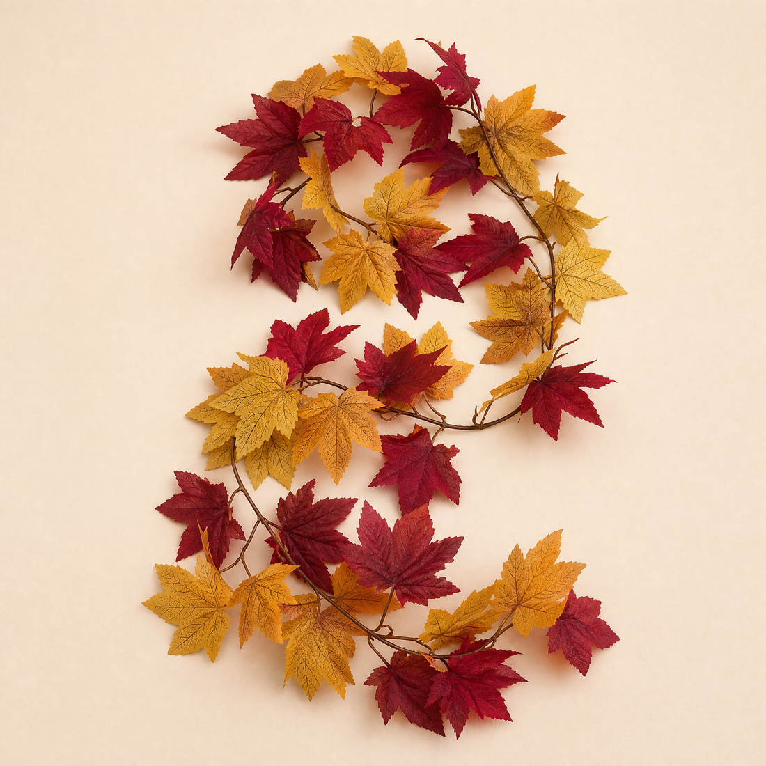 Artificial Maple Leaf Garland – 175cm Silk Autumn Vine for Home and Table Decor