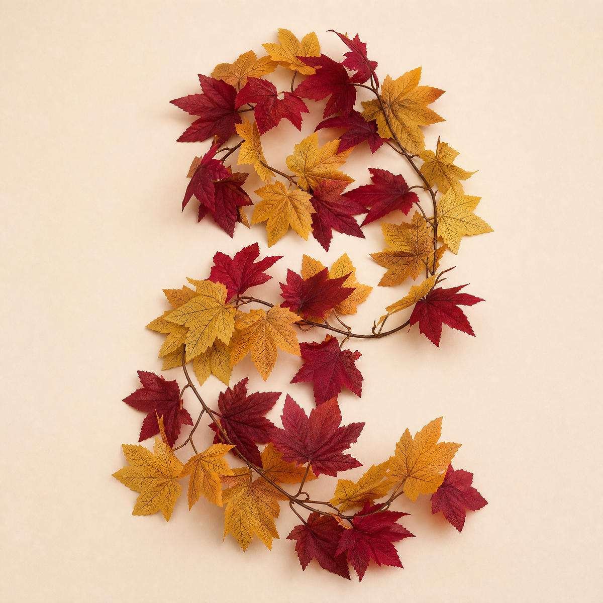 Artificial Maple Leaf Garland – 175cm Silk Autumn Vine for Home and Table Decor