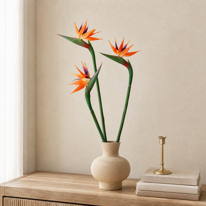 Artificial Bird of Paradise Stem – Faux Strelitzia 24.5" Long Stem Home Decor