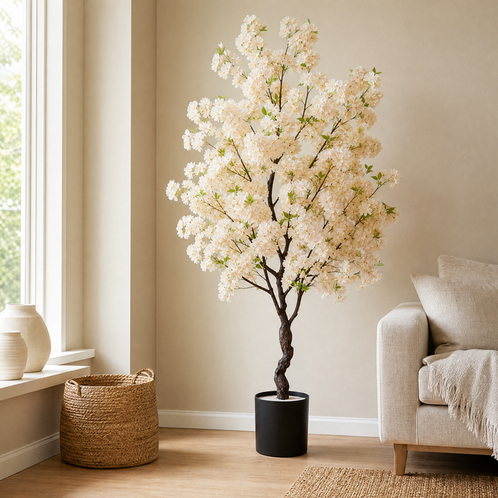 Artificial Cherry Blossom Tree – Faux Floral Floor Plant for Home and Office Decor