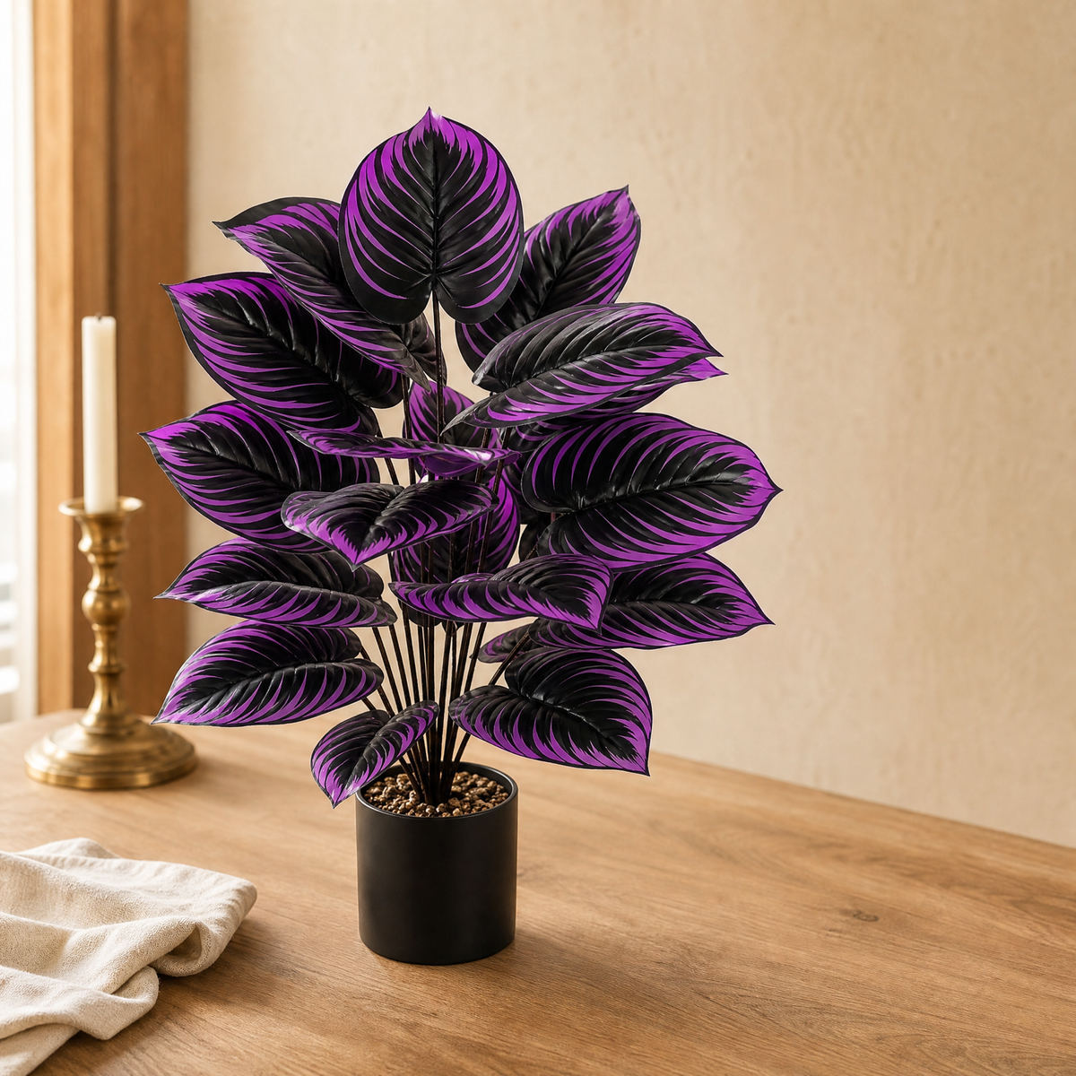 Artificial Calathea Plant – 18 Heads, 75cm Faux Floor Plant for Home Decor and Events