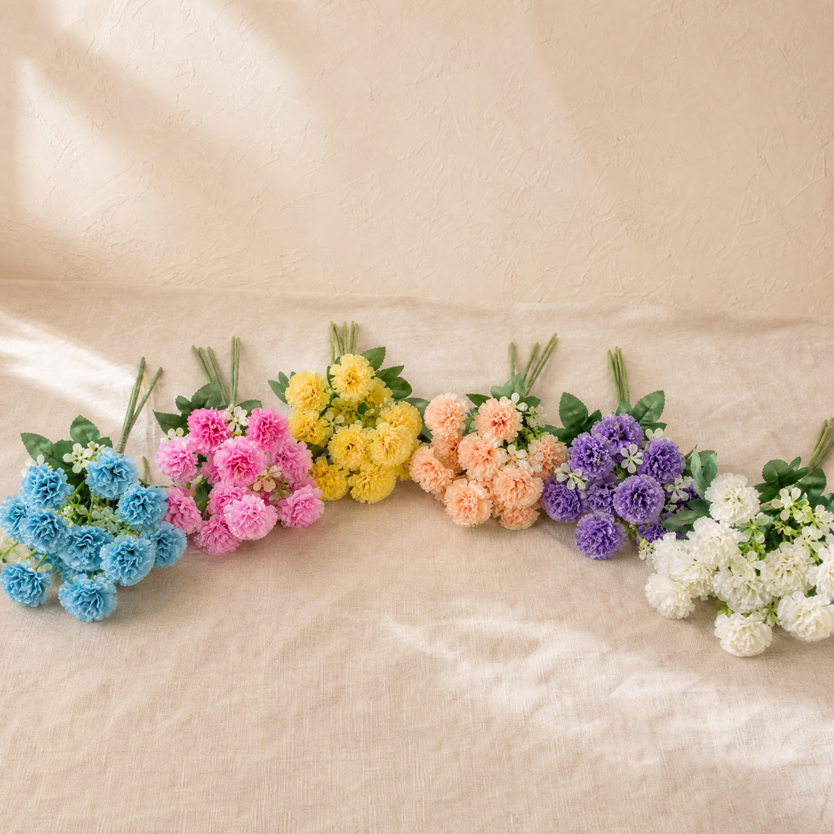 Faux Carnation Bouquet – 15 Heads Silk Stems Home Decor Wedding Table Arrangement