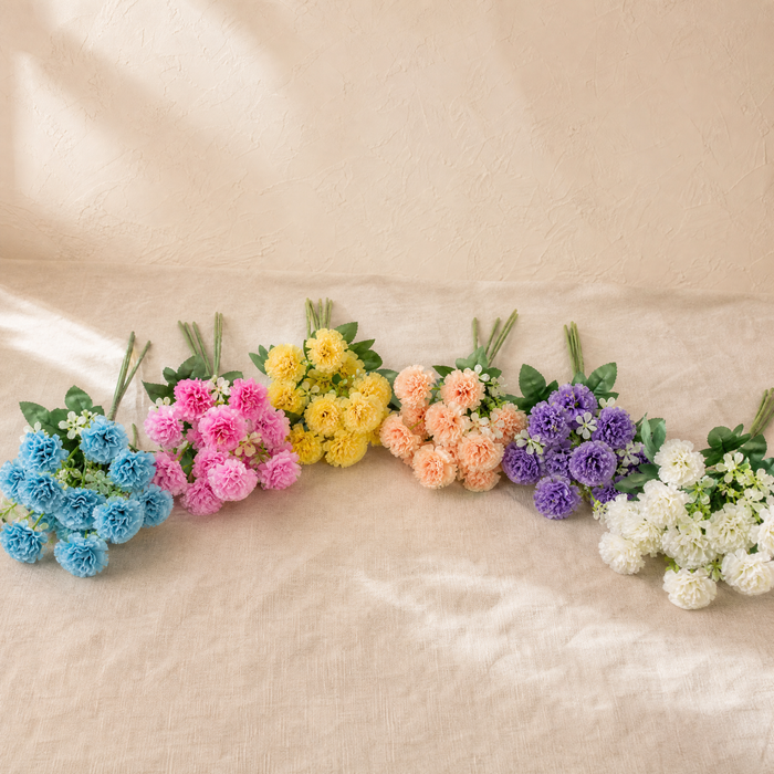 Faux Carnation Bouquet – 15 Heads Silk Stems Home Decor Wedding Table Arrangement