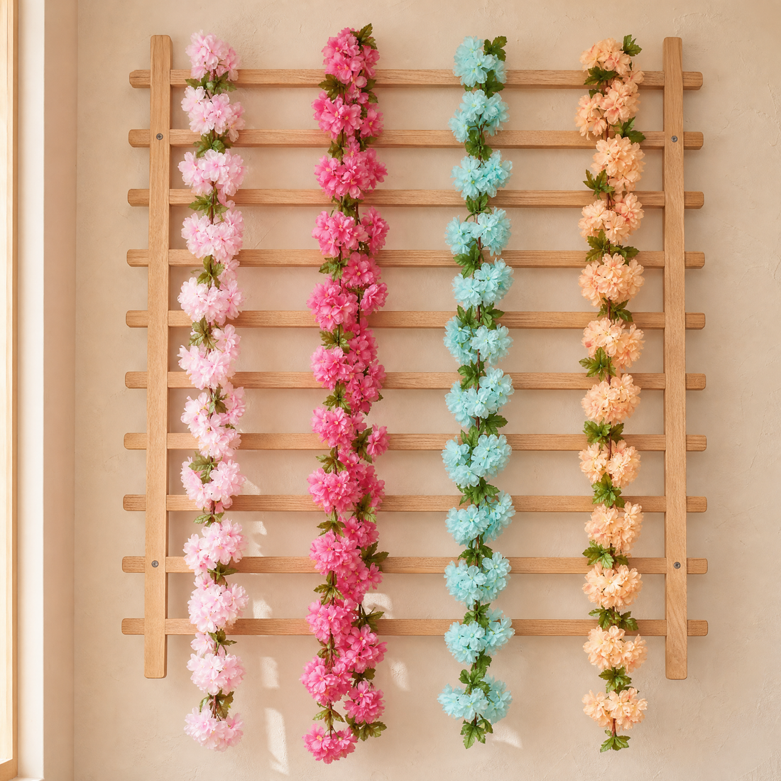 Faux Cherry Blossom Vine – 230cm Silk Floral Garland for Wedding Arch Home Decor