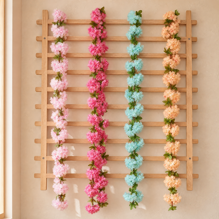 Faux Cherry Blossom Vine – 230cm Silk Floral Garland for Wedding Arch Home Decor