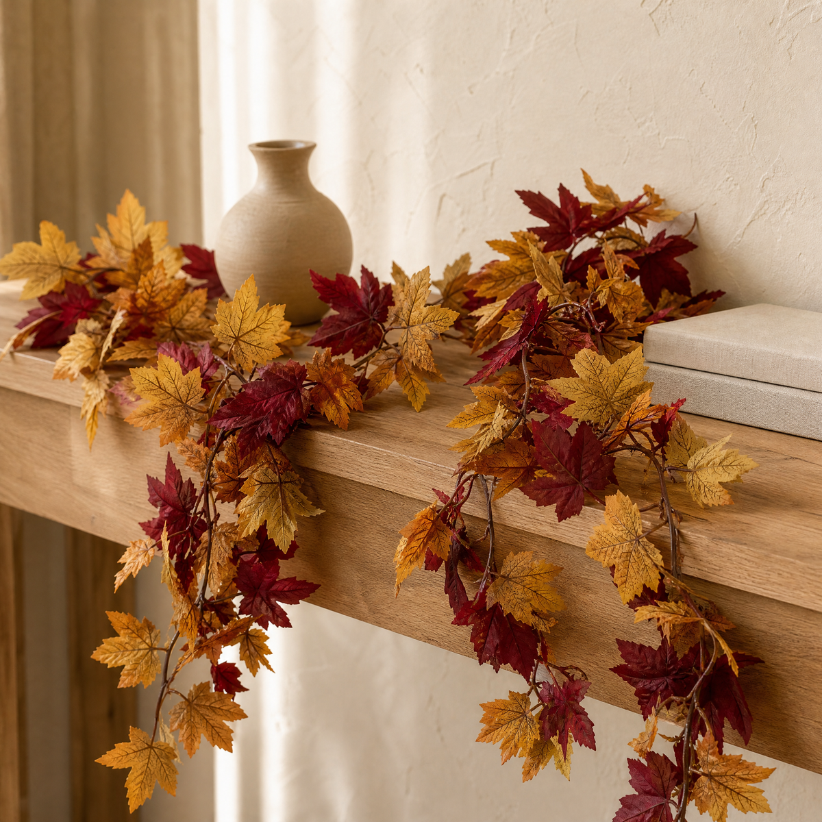 Artificial Maple Leaf Garland – 175cm Silk Autumn Vine for Home and Table Decor
