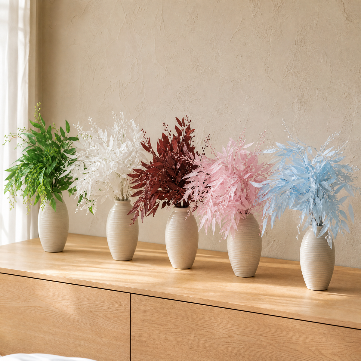 Artificial Willow Leaf Stems – Faux Greenery Bouquet for Home Vase Decor