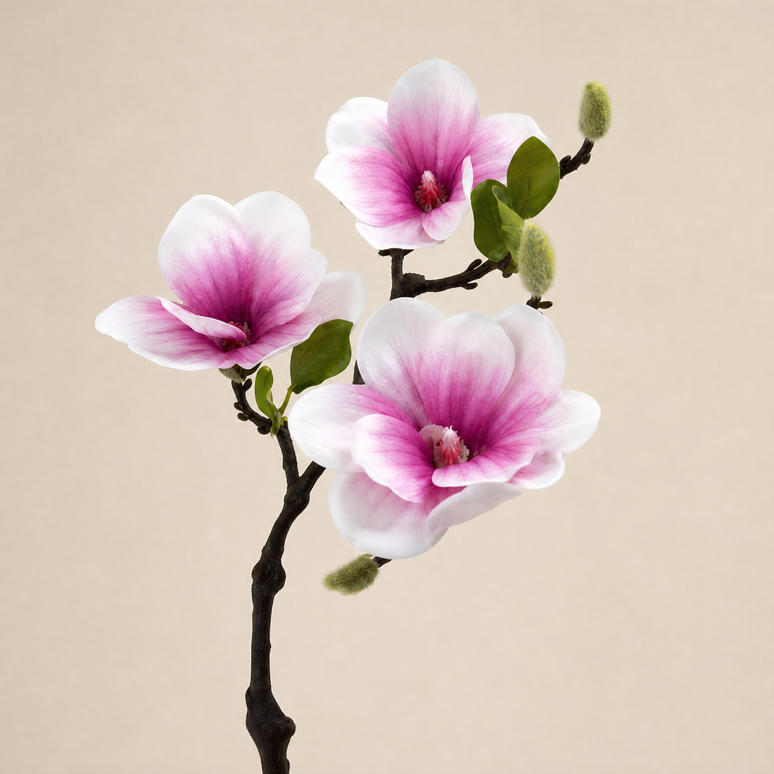 Faux Magnolia Stem – Realistic Single Branch, Home Decor Floral Arrangement