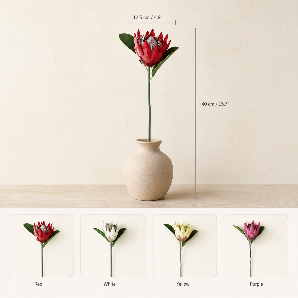 Faux King Protea Stem – Silk Artificial Flower for Wedding and Home Decor