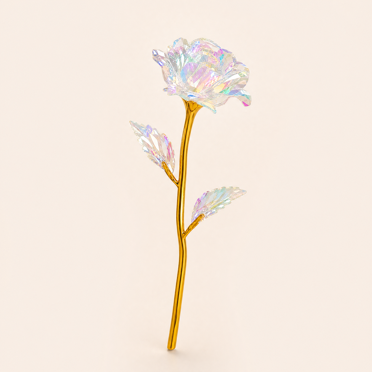 Artificial Crystal Rose – Gold Stem Foil Flower Valentine Anniversary Wedding Gift