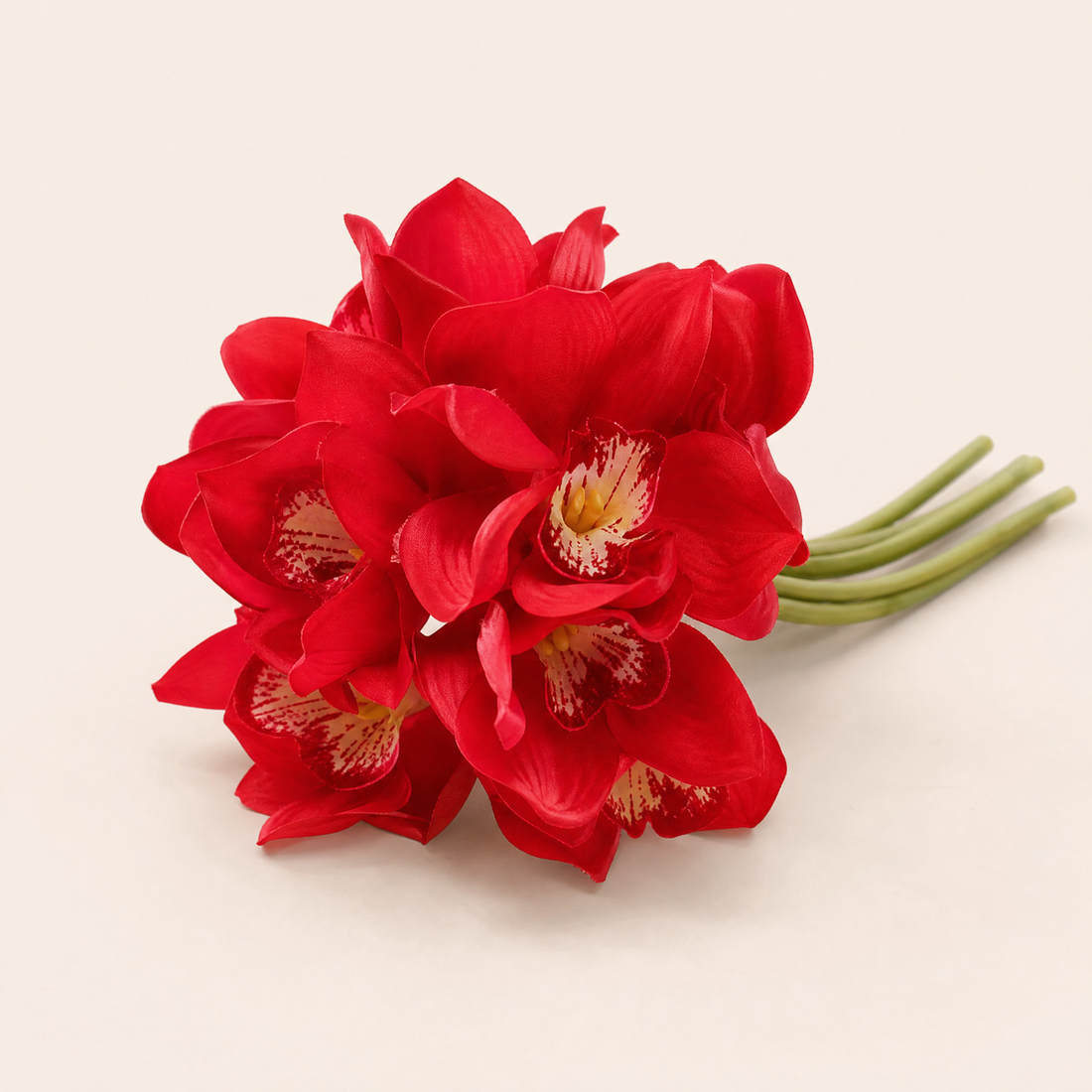 Faux Cymbidium Orchid Bouquet – 6 Head Real Touch Latex Wedding Bridal Flowers