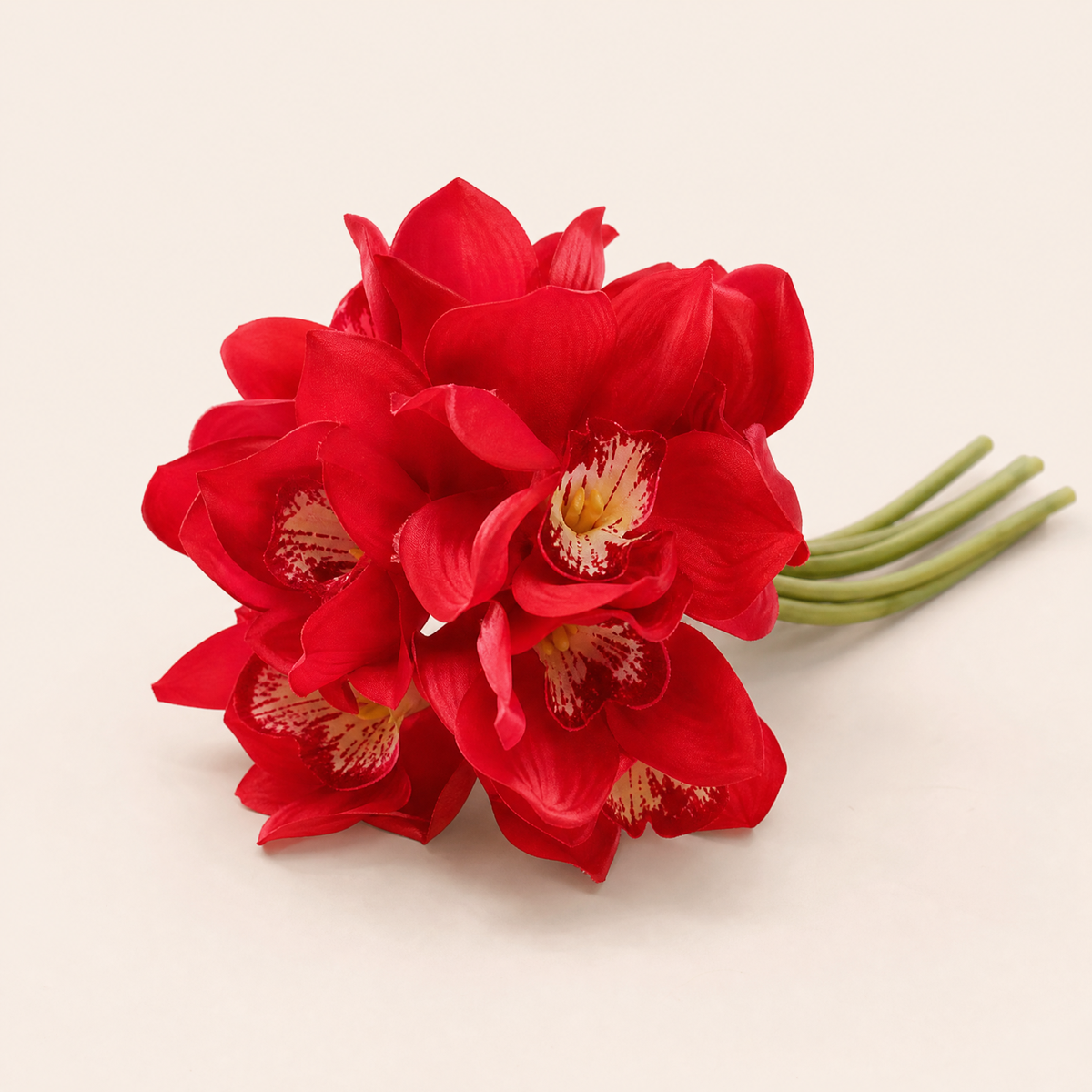 Faux Cymbidium Orchid Bouquet – 6 Head Real Touch Latex Wedding Bridal Flowers