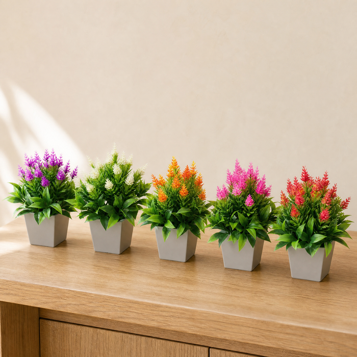 Faux Potted Bonsai Plant – Silk Flower Arrangement for Desk, Shelf, Home Decor